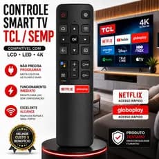 Controle Remoto Smart TV TCL SEMP Compatível Netflix Globoplay LCD LED 4K Substituto Original