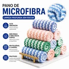 Kit Pano Microfibra Limpeza 25x25cm Multiuso Alta Absorção Reutilizável Cozinha Carro Vidro Sem Fiapo Premium