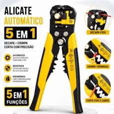 Alicate Automático Decapador Crimpador de Fios 5 em 1 Profissional Multiuso Corta Descasca e Crimpa Cabos