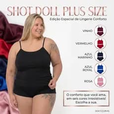 Babydoll Plus Size Liso Pijama Short Doll Conforto Tecido macio Noite Dormir Microfibra