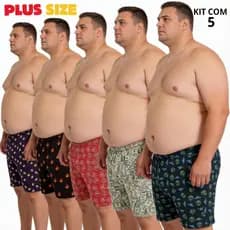 Kit 5 Samba Canção Plus Size Masculina Adulto Estampada Personagens Confortável