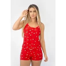 Kit com 10 Short Doll Baby doll Pijama Com Regulador de Alça Microfibra Confort Estampado Fresquinho Conjunto Feminino P/M/G/GG