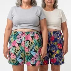 Kit 2 Peças Bermuda Feminina Short Senhora Plus Size Confortável Estampada Cintura Elástica Casual