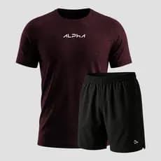Kit Bermuda Lobo+Camiseta New Fluid Dry Fitness Academia Alpha Co