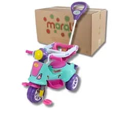 Triciclo Passeio Infantil Com Empurrador Avespa Rosa Maral