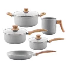Jogo Conjunto de Panelas Antiaderente 5 peças Brinox Ceramic Life Easy Cinza em Aluminio