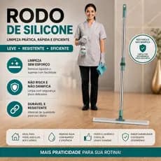 Rodo de Silicone Para Limpeza de Piso 2 em 1 - 1,45m Vassoura e Limpador de Vidros