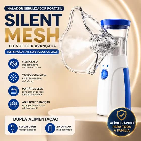 Inalador Nebulizador Mesh Portátil Silencioso Adulto E Infantil Aparelho Inalação Pilha USB