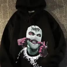 Casaco Moletom Canguru Streetwear Estilo Gangster Toca Exclusivo Inverno Tendência Moda 2024 Lançamento