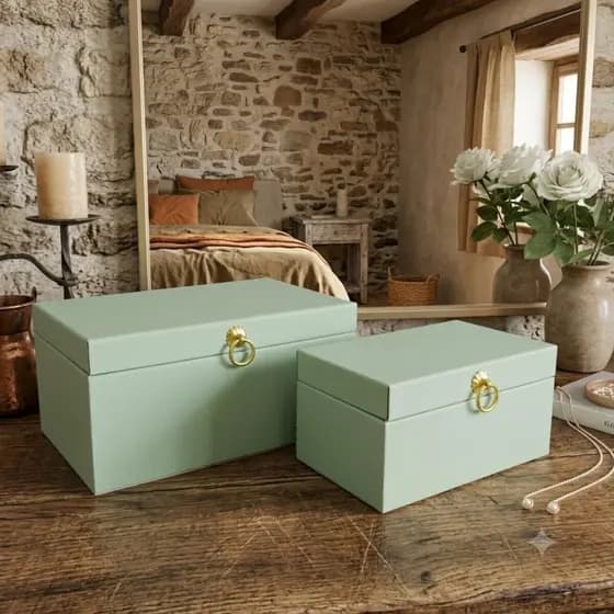 Kit 2 Porta Joias Caixa Organizadora Maleta Luxo Verde