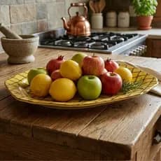 Travessa Saladeira Grande Cerâmica Âmbar Vintage 49cm