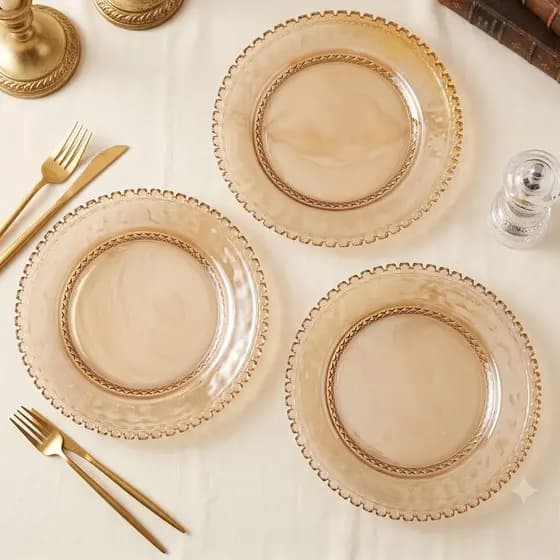 Kit 3 Pratos Rasos Diamond Âmbar Luster 27cm