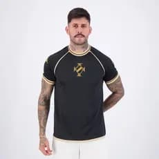 Camisa Kappa Vasco Supporter Shore Preta e Dourada