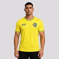 Camisa Flamengo Brasil Jacquard Holográfico Amarela