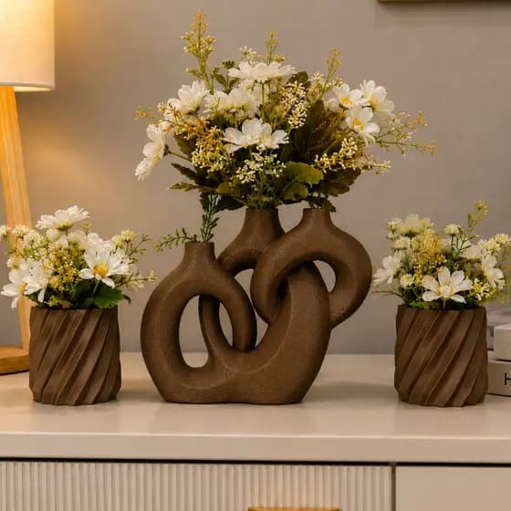 Kit Vasos 3D Decorativos Para Sala Quarto Escritório Nao Vai Flores