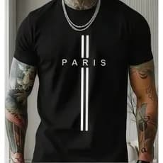 Camiseta Paris Masculina Casual Algodão Curta Redonda