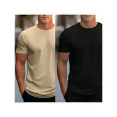 Kit 2 Camisetas Masculinas Malha Penteada Premium Básica  Lisa 100% Algodão Manga Curta Verão