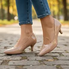 Scarpin Feminino Social Salto Baixo Fino 5cm Palmilha Macía Confort Cor Branco Nude Preto Rosa Pink