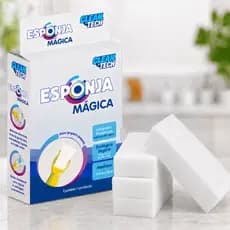 Kit Esponja Mágica Clean Tech Branca Melamina Bucha Limpeza Tira Mancha Riscos Desengordura Multiuso