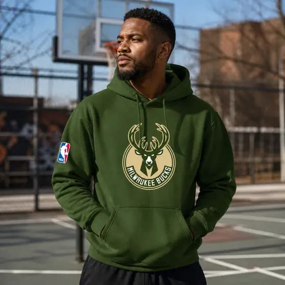 Moletom Canguru Milwaukee Bucks Blusa de Frio Time Basquete 100% Algodão Premium Oferta