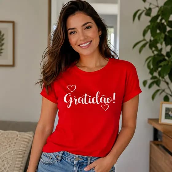 Camiseta Feminina Camisa Gratidão Tshirt 100% Algodão Premium Várias Cores Oferta