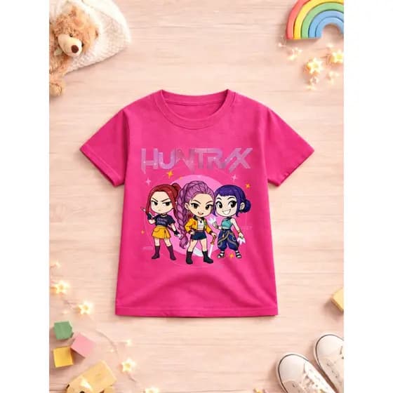Camiseta Infantil Guerreiras do Kpop Camisa Huntrix6 Blusa Estampada Criança 100% Algodão Premium