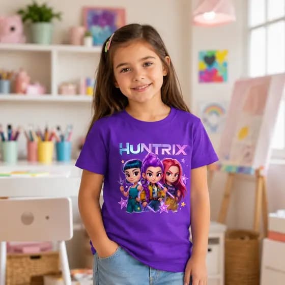 Camisa Huntrix Camiseta Infantil Guerreiras do Kpop Blusa 100% Algodão Premium Várias Cores