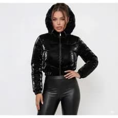 Jaqueta Bomber Feminina com Capuz Peluciada Refletiva Estilo Streetwear Luxo