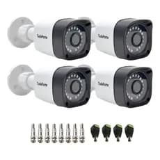 Kit 4 Câmeras Tudo Forte Bullet Full HD 1080p, Lente 2.8mm, Visão Noturna 20M, IP66 + Conectores