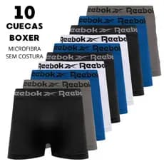 Kit 10 Cuecas Box Boxer Microfibra Lisa Rebook Qualidade Premium