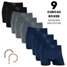 Kit 9 Cuecas Boxer Masculina Microfibra Cueca Box Sem Costura Adulto Confortável