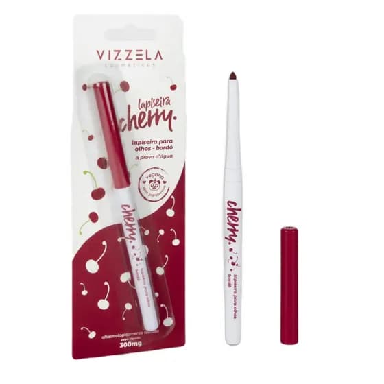 Lapiseira Para Olhos Retrátil Bordô Vizzela Cherry 300mg A Prova D'água