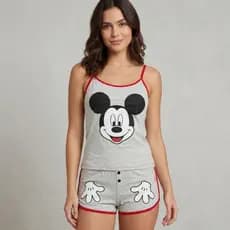 Baby Doll Feminino Mickey e Minnie Pijama Short Doll Personagens Disney Envio Imediato