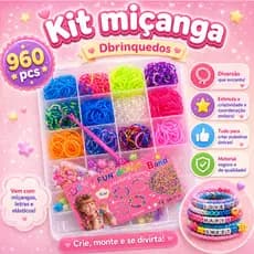 Kit Miçanga Tererê e Elástico 960 Peças para Pulseiras e Acessórios com Estojo Organizador