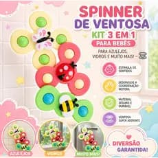 Kit 3 Spinner de Ventosa Infantil Colorido – Brinquedo Sensorial Giratório com Flor e Insetos para Bebê