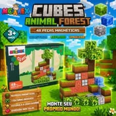 Blocos Magnéticos Cubes Animal Forest 48 Peças Infantil Criativo +3 Anos