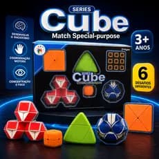 Kit Cubo Mágico 6 Desafios Quebra Cabeça Antiestresse Raciocínio Lógico Educativo