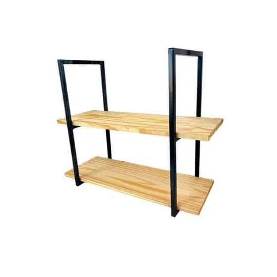 Prateleira 2 Andares Ferro Madeira Pinus Estilo Industrial Decoração Cozinha Sala Quarto