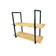 Prateleira 2 Andares Ferro Madeira Pinus Estilo Industrial Decoração Cozinha Sala Quarto