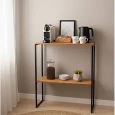 Prateleira 2 Divisórias Madeira Pinus Base Ferro Estilo Industrial Organizador-Design Industrial