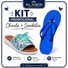 Kit Sandália Feminina Chinelo Azul Brasil Estiloso Macio Leve Confortável Acessível Dia A Dia