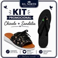 Kit Sandália Feminina Chinelo Brasil Casual Estiloso Confortável Resistente Moderno