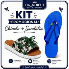 Sandália Feminina Chinelo Azul Kit Brasil Casual Macio Leve Confortável Estiloso Acessível