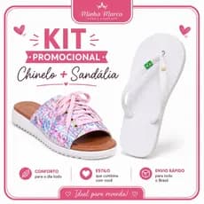 Kit Sandália + Chinelo Feminino Brasil Casual Leve Confortável Resistente Acessível