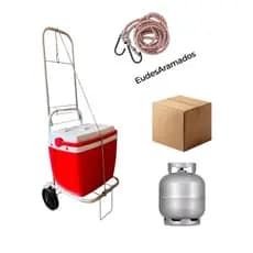 CARRINHO DE CARGA DOBRÁVEL MALEIRO ACOMPANHA UMACORDA ELÁSTICO  ZINCADO  BRANCO