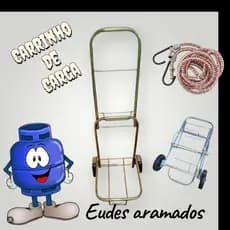 carrinho  maleiro dobrável,zincado  e  acompanha elástico com rodas de pvc.
