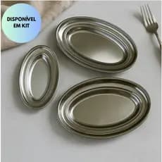 Travessa Oval Bandeja Inox - 21 a 30CM - Bar / Restaurante/ Porção