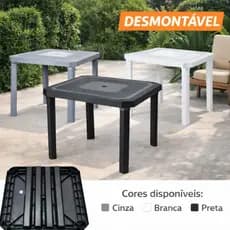 Mesa Plástica Desmontável Quadrada 80X80 CM Cozinha/ Jardim/ Varanda
