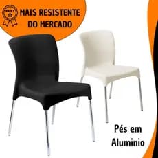 Cadeiras pé Alumínio Sala / Cozinha / Varanda - Preta Branca Sec Line