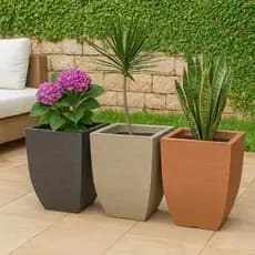 Vasos para Plantas Quadrado Texturizado Decorativo Polietileno